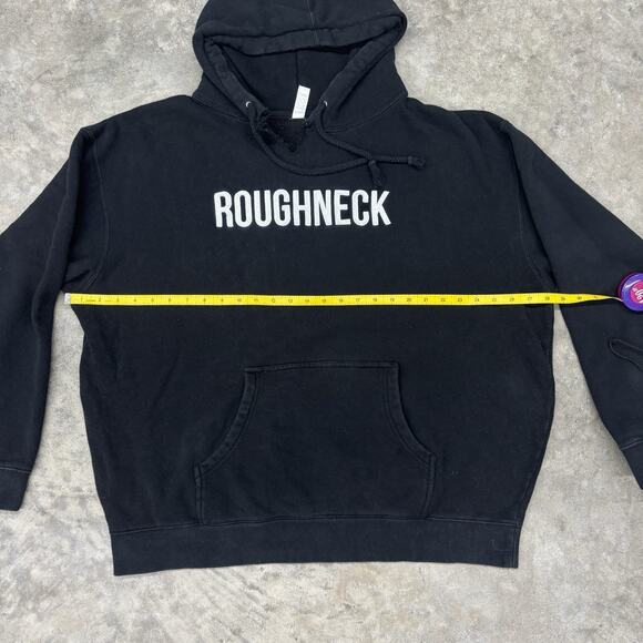 Roughneck Unisex 2XL Black White Hoodie Sweatshirt Cut Worn Look Drawstring - Picture 4 of 7